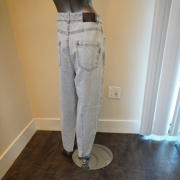 Brunello Cucinelli Monili Jeans Gray Acid Wash Denim Curved Tapered Leg Size 8 - Picture 7 of 11